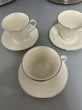 Conjunto (3) xícaras e pires de chá Lenox Maywood aro platina com pés excelente estado comprar usado  Enviando para Brazil