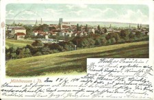 AK Mühlhausen/Turyngia - widok na miasto, wieże kościelne - 1901 żel. n. Clausthal/Żywica na sprzedaż  Wysyłka do Poland
