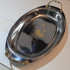 Bandeja de servir vintage ORO 24 KT ouro e aço inoxidável 18/10 feita na Itália comprar usado Bandeja de servir vintage ORO 24 KT ouro e aço inoxidável 18/10 feita na Itália comprar usado  Enviando para Brazil