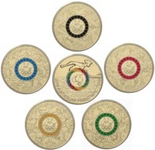 Usado, Conjunto de 6 moedas dos Jogos Olímpicos Rio 2016 US$ 2 dois dólares coloridos Austrália raro CIRC comprar usado  Enviando para Brazil