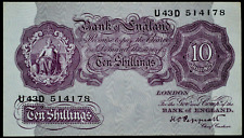 Banco De Inglaterra 1940-48 Peppiatt Emergencia Issue 10 Chelines Banknote. 1e, usado segunda mano  Embacar hacia Argentina