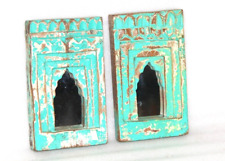 Decoração de parede de madeira vintage 2 peças moldura de espelho original antiga esculpida à mão - 16826, usado comprar usado  Enviando para Brazil