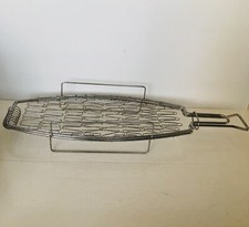 Cesta para churrasqueira de aço inoxidável com alça portátil suporte para cesta de peixe inteiro comprar usado  Enviando para Brazil