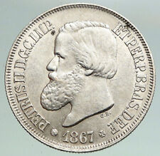 1867 BRASIL Antigo Brasão Brasileiro ANITQUE Prata 500 Reis Moeda i92130 comprar usado  Enviando para Brazil