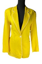 Jaqueta Blazer Feminina Bloomingdale's Linho Amarelo Brilhante Tamanho 10, usado comprar usado  Enviando para Brazil