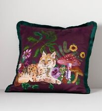 Travesseiro bordado Anthropologie Natalie Lete Marais tigre 20" quadrado ameixa novo com etiquetas comprar usado  Enviando para Brazil