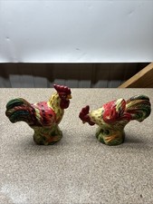 2 estatuetas de cerâmica pintadas à mão galinha galinha sal pimenta shaker, usado comprar usado  Enviando para Brazil