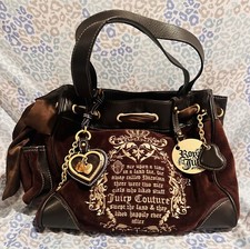 Usado, Bolsa Tote Vintage Marrom Escuro Juicy Couture Daydreamer Veludo Conto de Fadas Bolsa Y2K comprar usado  Enviando para Brazil
