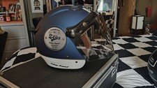 Capacete azul ZEUS Morcycle com emblema branco e viseira transparente tamanho M comprar usado  Enviando para Brazil
