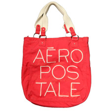 Bolsa tote Aeropostale logotipo lona forrada bolsa de ombro bolsos vermelha 12 x 14 comprar usado  Enviando para Brazil