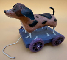 Usado, Vintage Raro Ganz Esmalte Manchado Orelhas de Metal para Cachorro em Carrinho de Madeira Puxar Brinquedo comprar usado  Enviando para Brazil