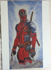 Deadpool watercolour painting for sale  RYE