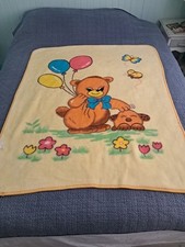 Cobertor de bebê amarelo de pelúcia vintage vison urso de pelúcia balões filhote Coreia 55x44 comprar usado  Enviando para Brazil