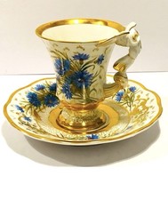 Antigo KPM Berlin século XVIII pintado à mão copo grande e pires cabo de anjo comprar usado Antigo KPM Berlin século XVIII pintado à mão copo grande e pires cabo de anjo comprar usado  Enviando para Brazil