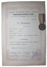 MEDAGLIE PARTIGIANI RESISTENZA WW2 1943 - 1945 OLTREPO' PAVESE CON DIPLOMA comprar usado  Enviando para Brazil