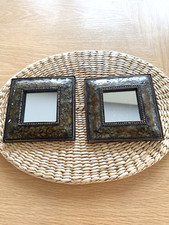 Conjunto vintage de 2 molduras quadradas de vidro em mosaico 6,25 x 6,25 e 3 x3 espelhos comprar usado  Enviando para Brazil