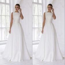 Vestidos de noiva luxuosos linha A gola barco apliques de cetim sem mangas vestidos de noiva comprar usado  Enviando para Brazil