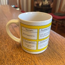 Caneca xícara de café vintage humorística interpretações religiosas de "S*** Acontece", usado comprar usado  Enviando para Brazil