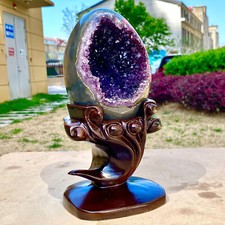 5.9LB Raro Amatista Uruguaya Dragón Huevo Cueva Decoración + Base segunda mano  Embacar hacia Mexico