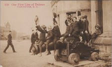 Cartão postal Our First Line Of Defence Vancouver BC Kids on Cannon Timm's RPPC comprar usado  Enviando para Brazil