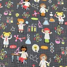 Casaco de laboratório Science Girl cinza preto DNA tecido tradições 100% algodão 1,75 jardas comprar usado  Enviando para Brazil
