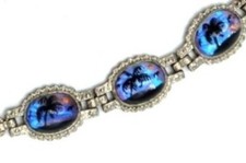 Pulseira de elos em tom de prata com design de palmeira fotos em cada link comprar usado  Enviando para Brazil