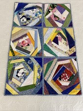 Colcha pequena floral colorida feita à mão Crazy Patchwork 95cm x 60cm, usado comprar usado  Enviando para Brazil