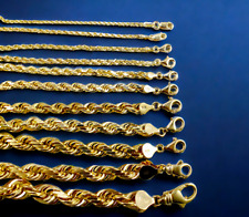 Colar corrente corda sólido ouro amarelo 10K masculino feminino corte diamante 1mm-10mm 16"-30" comprar usado  Enviando para Brazil