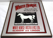RARO Antigo Cavalo Branco Uísque Escocês Bar Pub Espelho Anos 70 Mancave Breweriana Anúncio, usado comprar usado  Enviando para Brazil