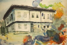 Pintura impressionista vintage em aquarela casa paisagem comprar usado  Enviando para Brazil