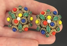 Brincos vintage Deco francês de vidro salada de frutas cluster Rousselet? comprar usado  Enviando para Brazil