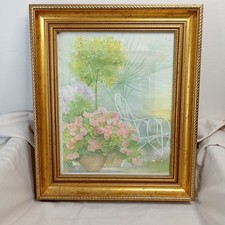 Flowered terrace painting d'occasion  Expédié en Belgium