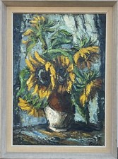 Finn Andersen 1909-1987 natureza morta com pintura a óleo de girassol expressiva moderna comprar usado  Enviando para Brazil