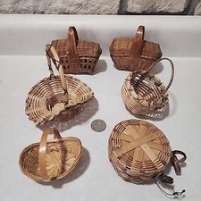 Lote 6 mini cestas de Páscoa de vime tecido vintage casa de bonecas miniatura  comprar usado  Enviando para Brazil