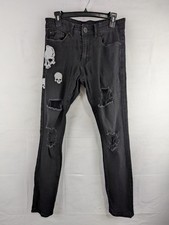 Usado, Jeans skinny Forever 21 masculino jeans desgastado preto caveira decalque 31 comprar usado  Enviando para Brazil
