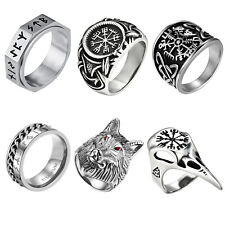 6 peças anel masculino Viking Runas Vegvisir Wolf Compass aço motociclista punk banda gótica comprar usado  Enviando para Brazil