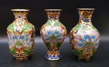 3x Vasos Posey Esmaltados Cloisonné Chineses Vintage - 3" de Altura - Perfeito para Exibição  comprar usado  Enviando para Brazil