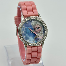 Reloj para mujer/niña DISNEY Frozen Elsa tono plateado, acentos de cristal, correa rosa segunda mano  Embacar hacia Argentina