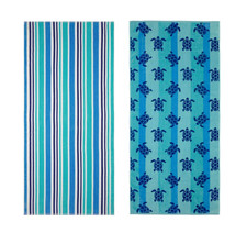 Conjunto de toalhas de piquenique para piscina de praia Mainstays tartarugas azuis e listras 58 L x 28 L lote 2 comprar usado  Enviando para Brazil