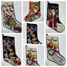 Meia de Natal ponto cruz bordado anjo urso Papai Noel renas Needlepoint, usado comprar usado  Enviando para Brazil