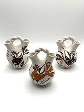 Vaso de cerâmica vintage Acoma Pueblo miniatura assinado R. Leno conjunto x3 galos comprar usado  Enviando para Brazil