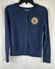 Cardigã suéter uniforme escolar Girl's Lands' End azul marinho Det. Country Day tamanho P, usado comprar usado  Enviando para Brazil