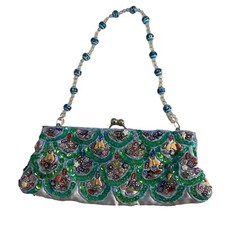 Usado, #4668 Bolsa clutch azul ornamentada com miçangas bolsa de lantejoulas comprar usado  Enviando para Brazil