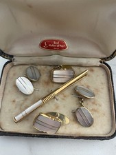 mother pearl cufflinks tie pin for sale  MARKET HARBOROUGH