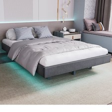 Łóżko pływające 140x200cm Łóżko tapicerowane Podwójne łóżko Rama łóżka z LED i stelażem listwowym na sprzedaż  Wysyłka do Poland