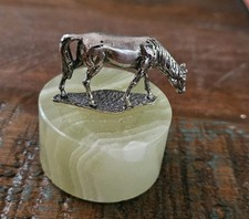 Vintage Raro Miniatura Cavalo Esterlina em Pé no Ônix Verde, usado comprar usado  Enviando para Brazil