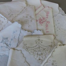 Lote 5 Forros Vintage MADEIRA Cesta de Pão de Linho "Hot Rolls" * Bordado à Mão comprar usado  Enviando para Brazil