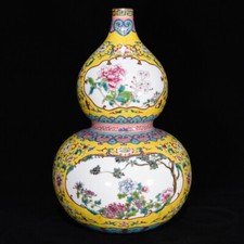 Bela arte colecionável feita à mão pintura família vaso de porcelana rosa calabash comprar usado  Enviando para Brazil