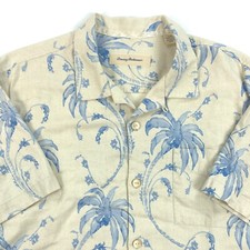 Camisa de seda Tommy Bahama grande floral tropical palmeira acampamento colarinho laço comprar usado  Enviando para Brazil
