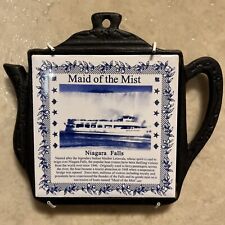 Antigo bule de chá de ferro fundido azulejo cerâmica Niagara Falls Maid Of The Mist Trivet, usado comprar usado  Enviando para Brazil